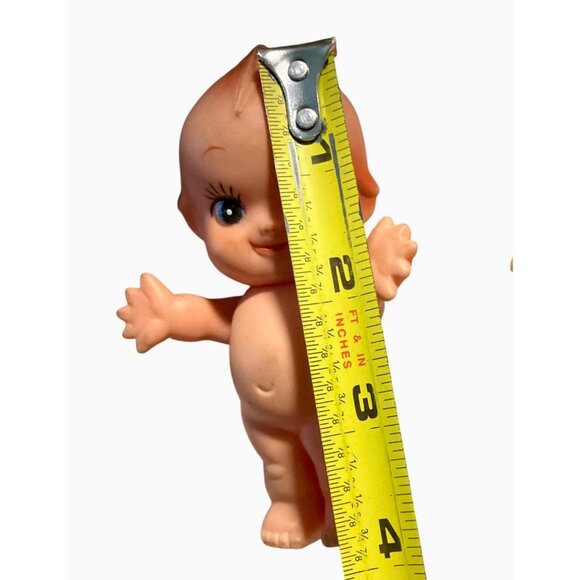 Kewpie Rubber Doll 4.5" Collectible Figure With Blue Eyes and Smiling Face - Picture 3 of 10